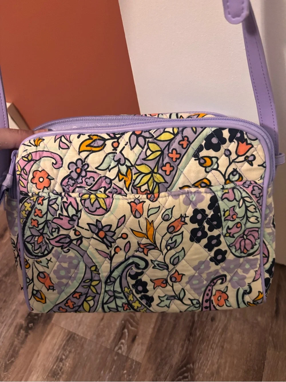 Vera Bradley Lavender Paisley Quilted Crossbody with Pastel Accents - Picture 5 of 6